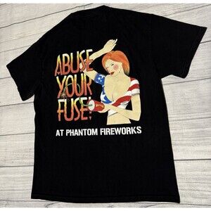 Vintage Phantom Fireworks Graphic T Shirt Abuse Your Fuse Size Medium Y2K Rare